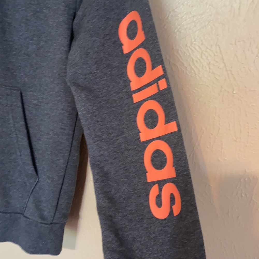 Adidas Grey Hooded Zip Up Sweatshirt - Picture 3 of 6